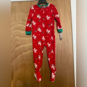 Carter’s Girl's Christmas Unicorns Footed One-Piece Fleece Pajamas Sz 3T